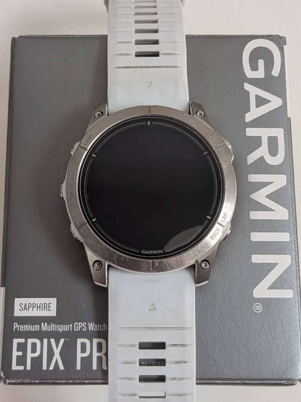 EUC Garmin epix Pro(Gen 2) 51mm Sapphire Edition Smartwatch, Titanium/Whitestone